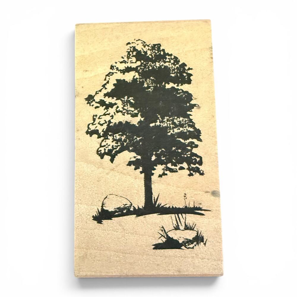 Oak Tree Silhouette Unbranded Mounted Rubber Stamp Crafting